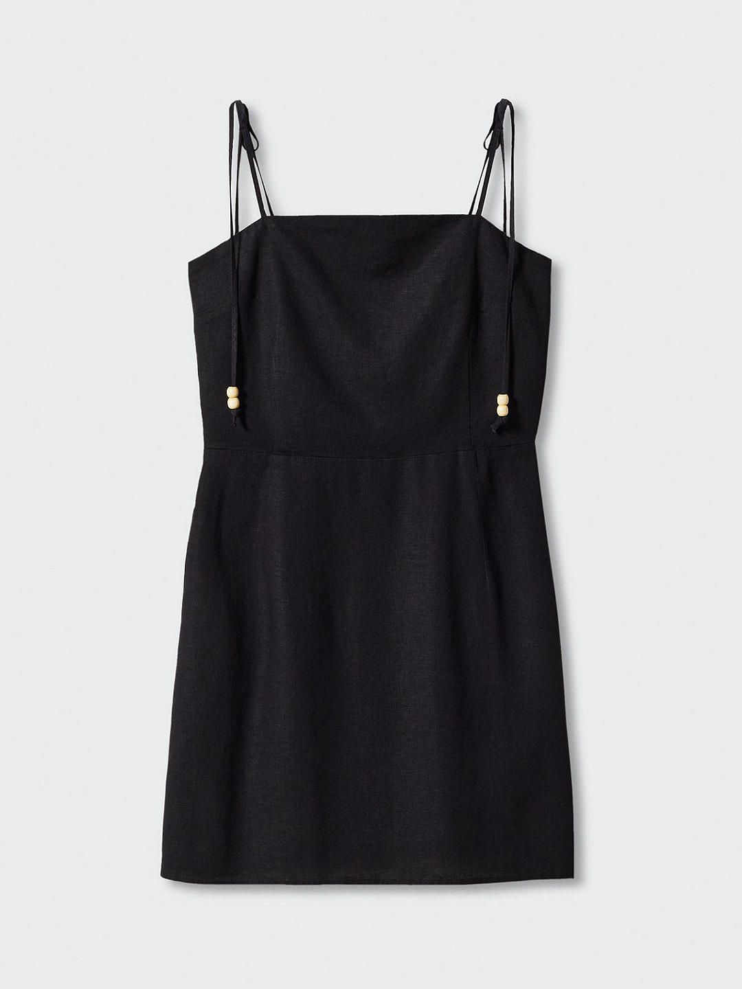 Mango Pedro Linen Blend Mini Dress, Black | John Lewis (UK)