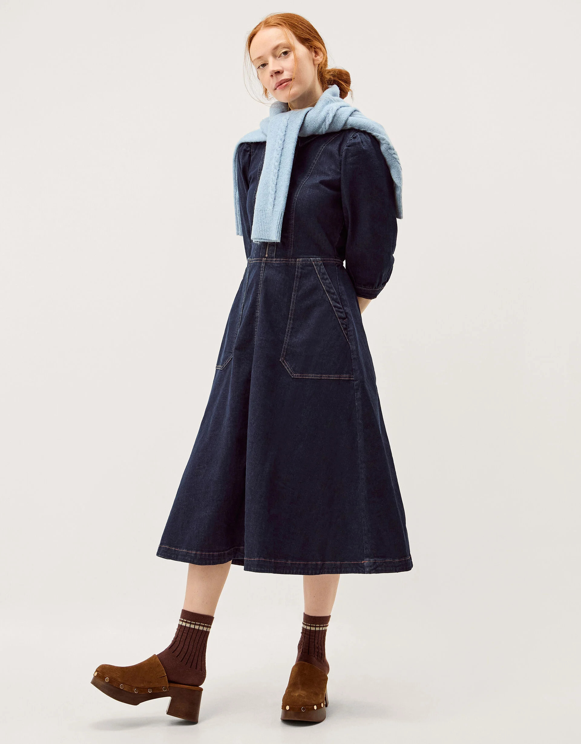 Erin Zip Denim Midi Dress Blue | Monsoon (UK)