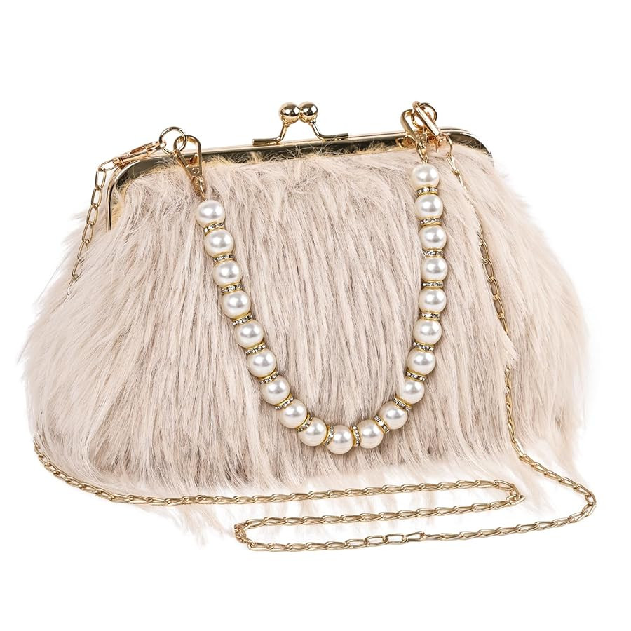 Women Clutch Purses,Fluffy Feather Evening Handbags for Wedding Party Banquet Prom Crossbody Bag | Amazon (US)