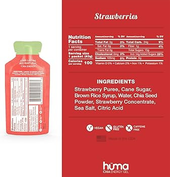 Huma Chia Energy Gel, Variety 24-Pack - Stomach Friendly, Real Food Energy Gels | Amazon (US)