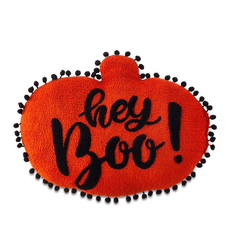 Way to Celebrate Halloween14x10.5in Orange Decorative Pillow, Hey Boo Pumpkin | Walmart (US)