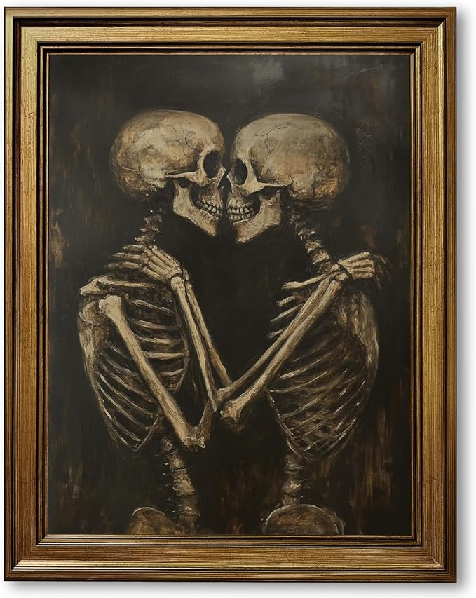 Romantic Skeleton Couple Canvas Wall Art Print Gothic Halloween Decor Framed Skeleton Lovers Artw... | Amazon (US)