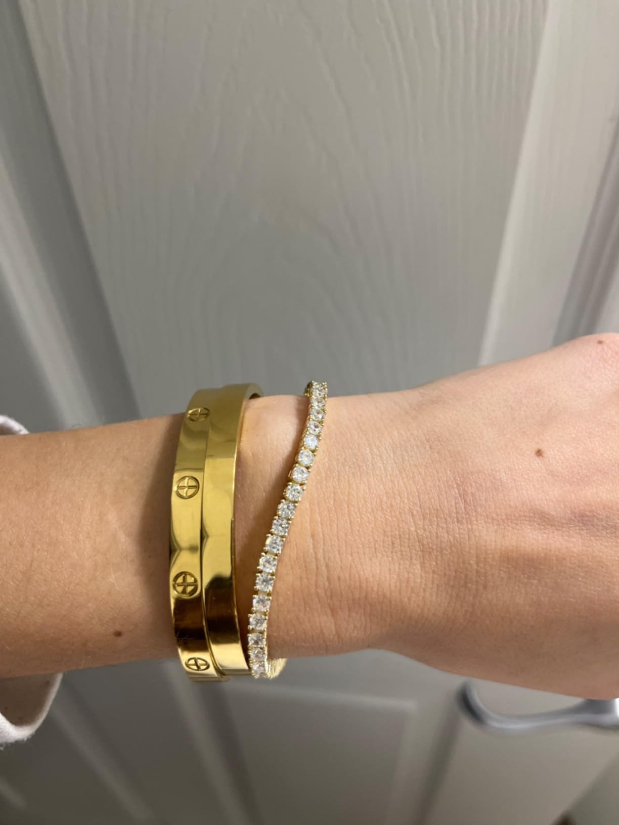 PAVOI 14K Gold Plated 3mm Cubic Zirconia Classic Tennis Bracelet | Gold Bracelets for Women | Siz... | Amazon (US)