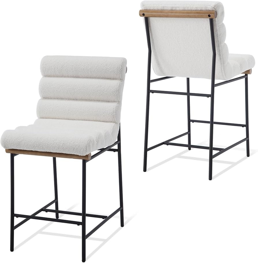 ZHENGHAO Modern 25” Upholstered Counter Stools with Back Set of 2, Armless Bar Chairs with Blac... | Amazon (US)