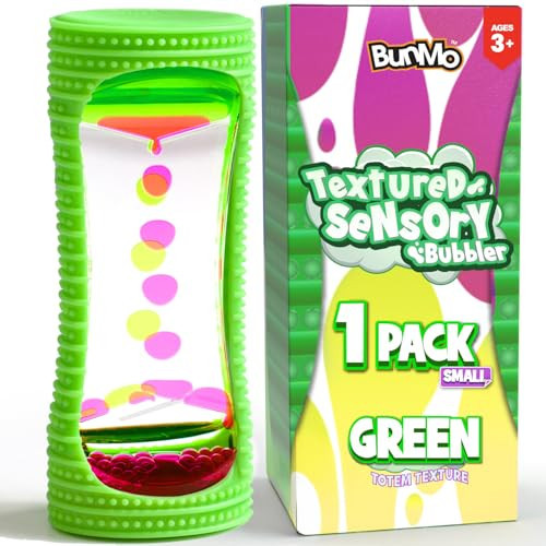 BUNMO Sensory Toys Liquid Motion Bubbler - Calming Fidget Toy for Kids & Adults - Sensory Bottles - Textured Silicone Bubble Timer with Mesmerizing Liquid Flow - Small Green | Amazon (US)