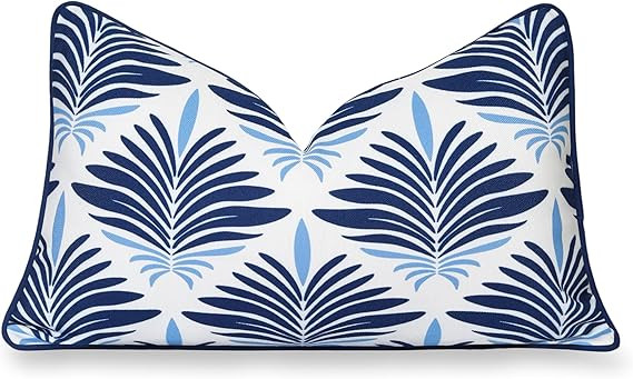 Hofdeco Premium Coastal Hampton Patio Indoor Outdoor Lumbar Pillow Cover Only, 12"x20" Water Repe... | Amazon (US)