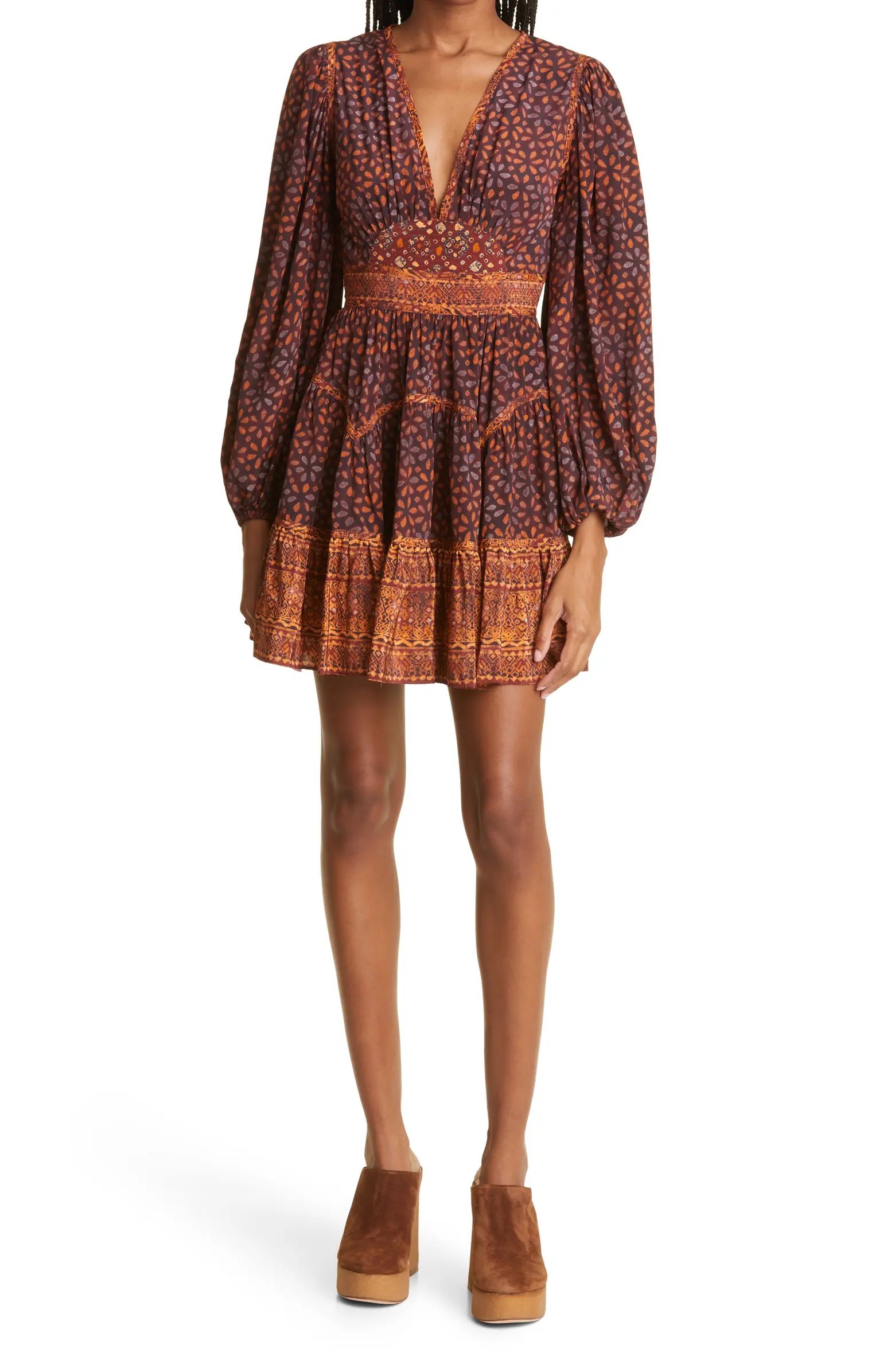 Hayana Floral Mix Print Long Sleeve Silk Dress | Nordstrom