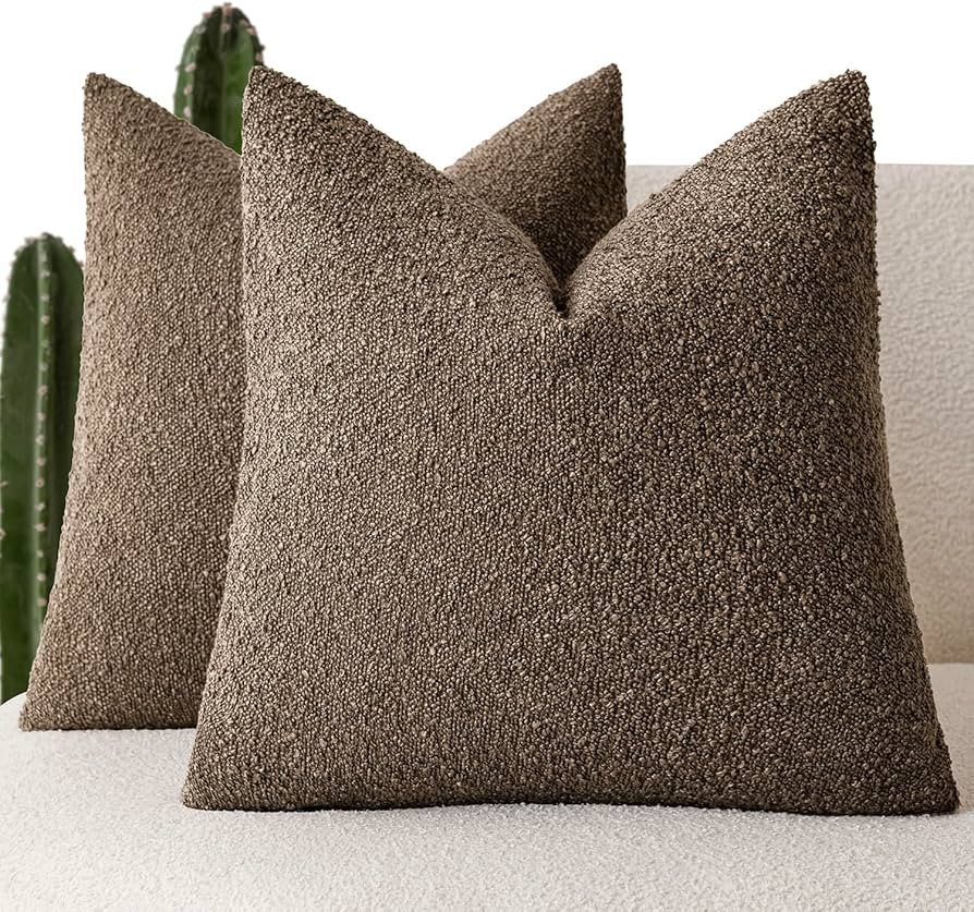 Foindtower Pack of 2 Textured Boucle Throw Pillow Covers Accent Solid Pillow Cases Cozy Soft Deco... | Amazon (US)