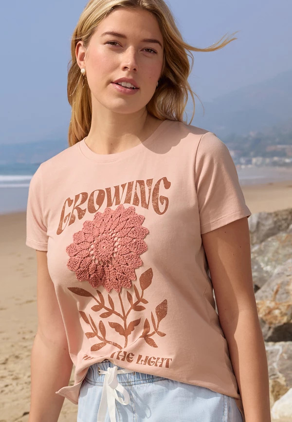 Crochet Floral Classic Fit Graphic Tee | Maurices