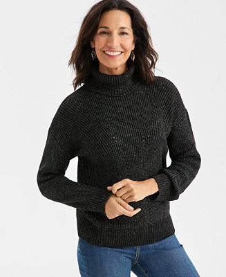 Women's Pointelle Turtleneck Sweater, Macy's Exclusive | Macy's