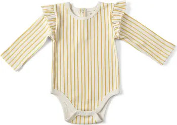 Pehr Stripes Away Long Sleeve Ruffle Bodysuit | Nordstrom | Nordstrom