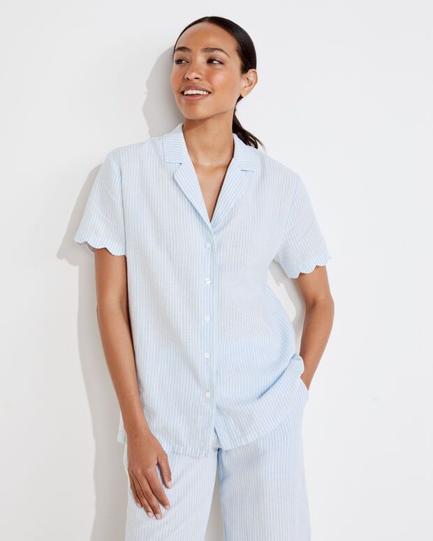 Linen Cotton Striped Sleep Shirt | Haven Well Within