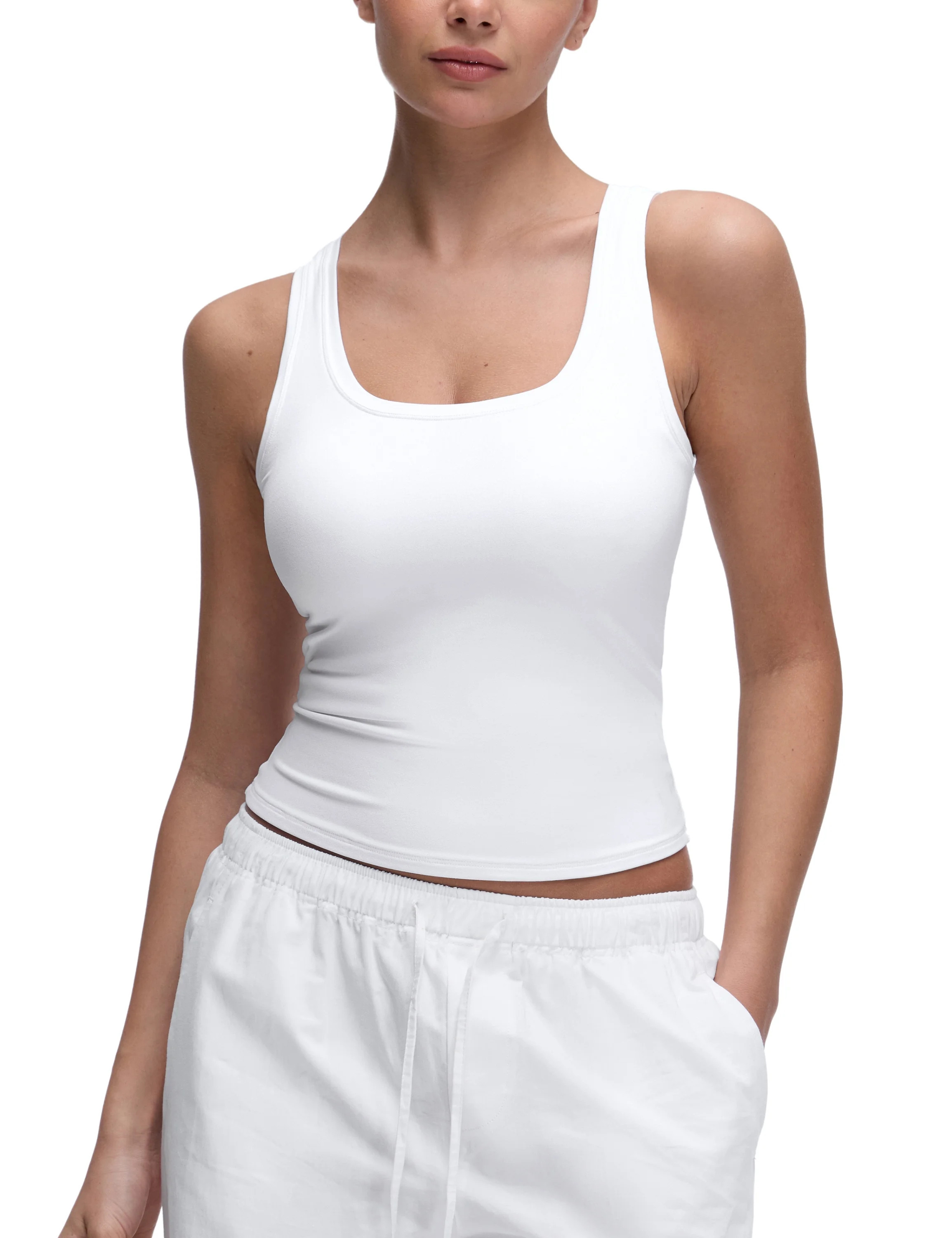 CRZ YOGA Softembrace Tank Tops for Women Casual Going Out Soft Double Lined Crop Basic Sleeveless Shirts | Walmart (US)