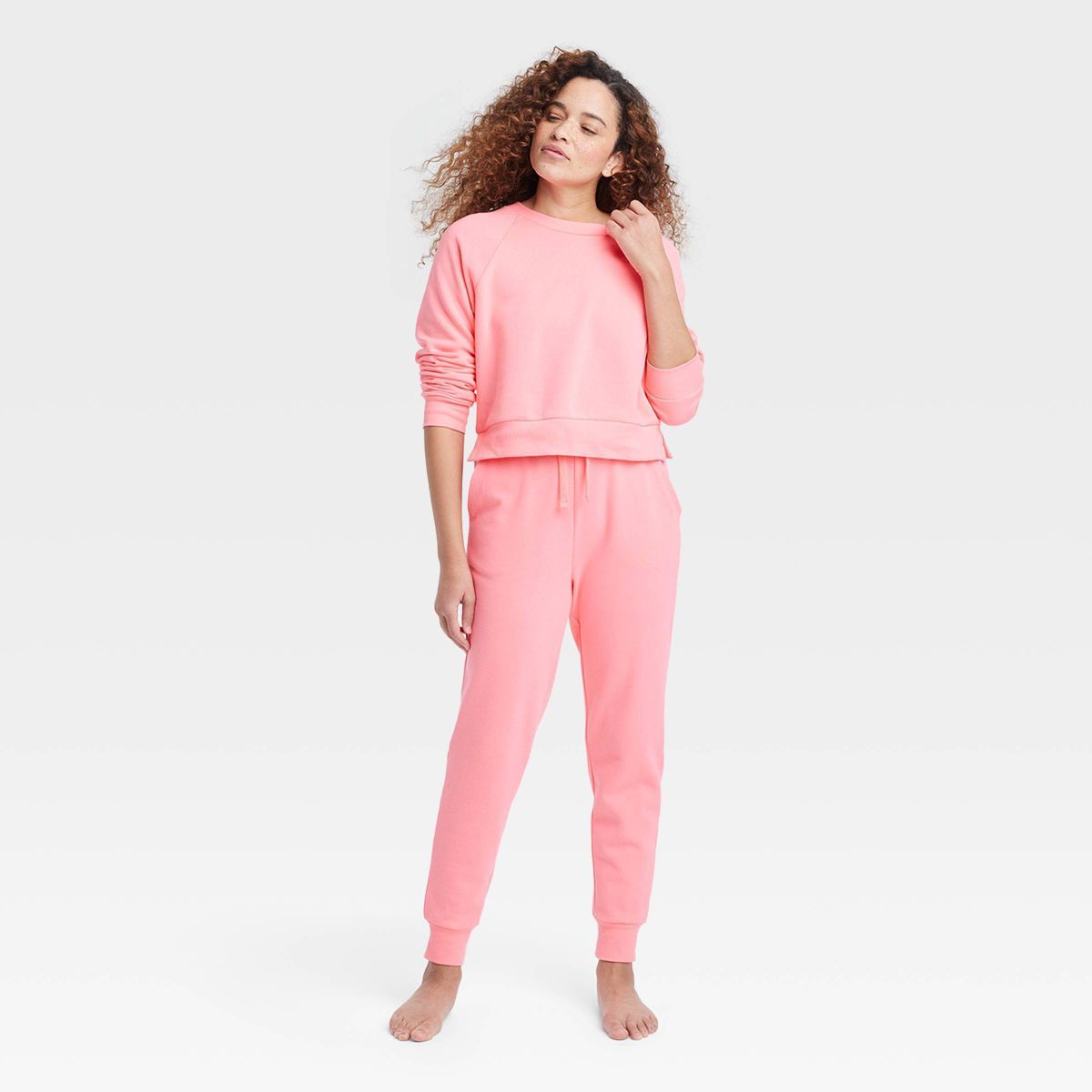 Women's Fleece Lounge Sweatshirt - Colsie™ Pink M | Target
