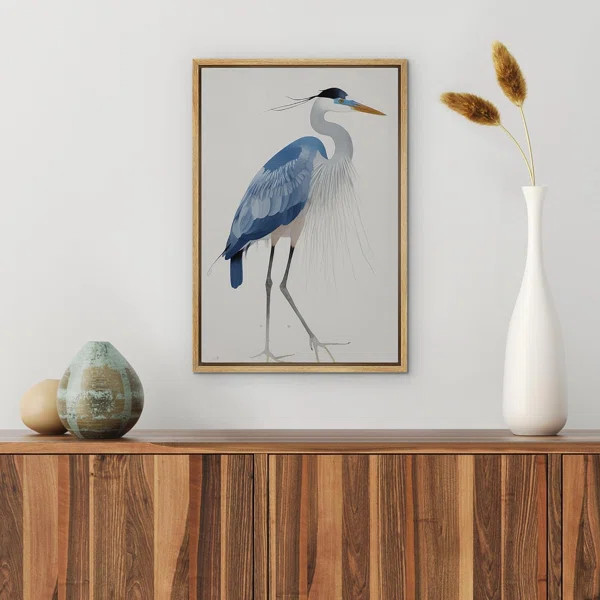 Crane Heron Bird " Watercolor Pastel Blue Heron Bird Side Profile Animals Modern Art " | Wayfair North America