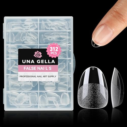 UNA GELLA Extra Short Almond Nail Tips, 312pcs XS Short Almond Gel Nail Tips Pre-Shaped Half Matte Full Cover No Need File Soft Gel Clear Fake Nails for Nails Extension Home DIY Salon 12 Sizes | Amazon (US)