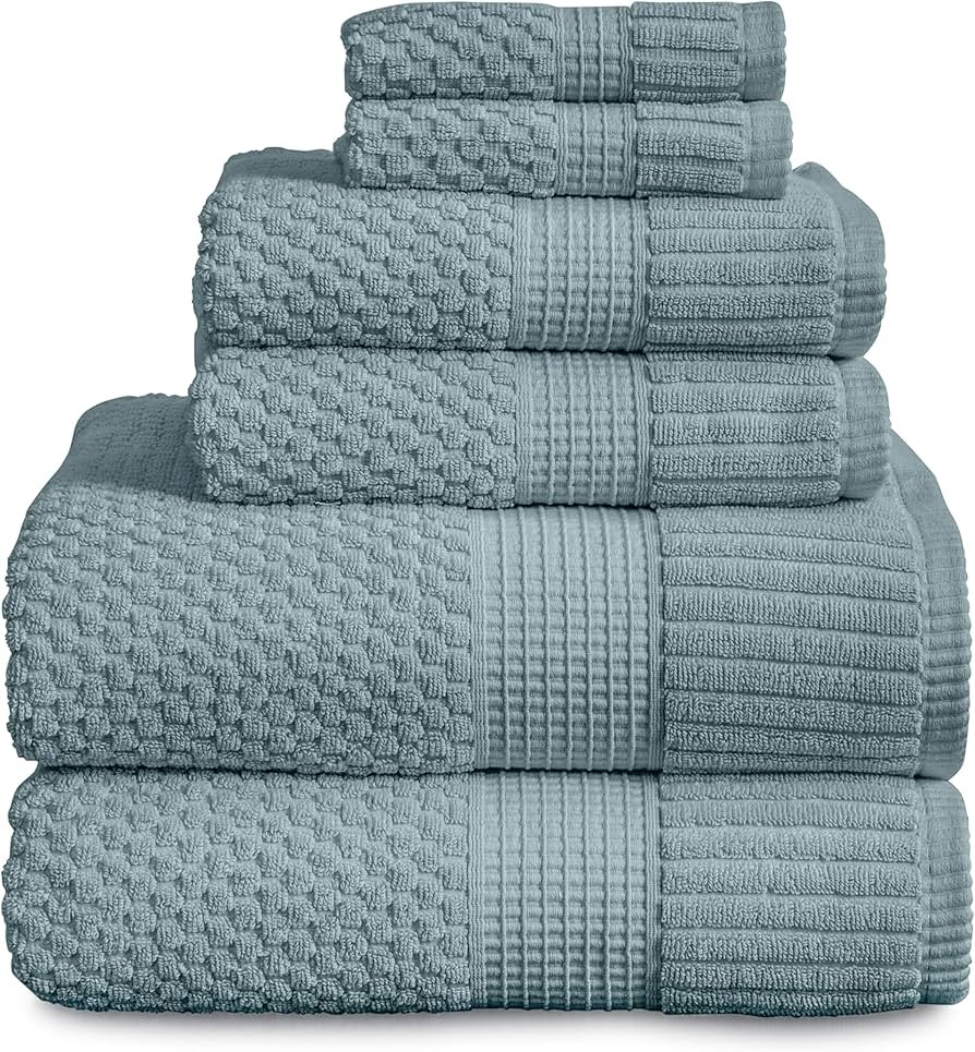 NY Loft 100% Cotton Towel Set 6 Piece | Super Soft & Absorbent Quick-Dry 2 Bath Towels 2 Hand Tow... | Amazon (US)