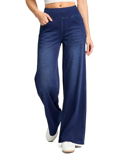 Rammus Wide Leg Jeans Woman High Waisted Pull On Stretchy Denim Pants | Amazon (US)