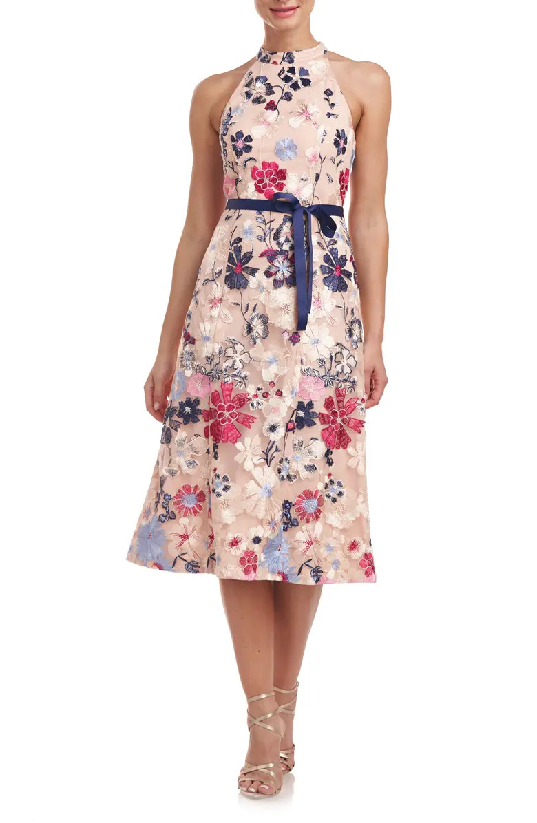 JS Collections Eleanor Embroidered Floral Cocktail Midi Dress | Nordstrom | Nordstrom