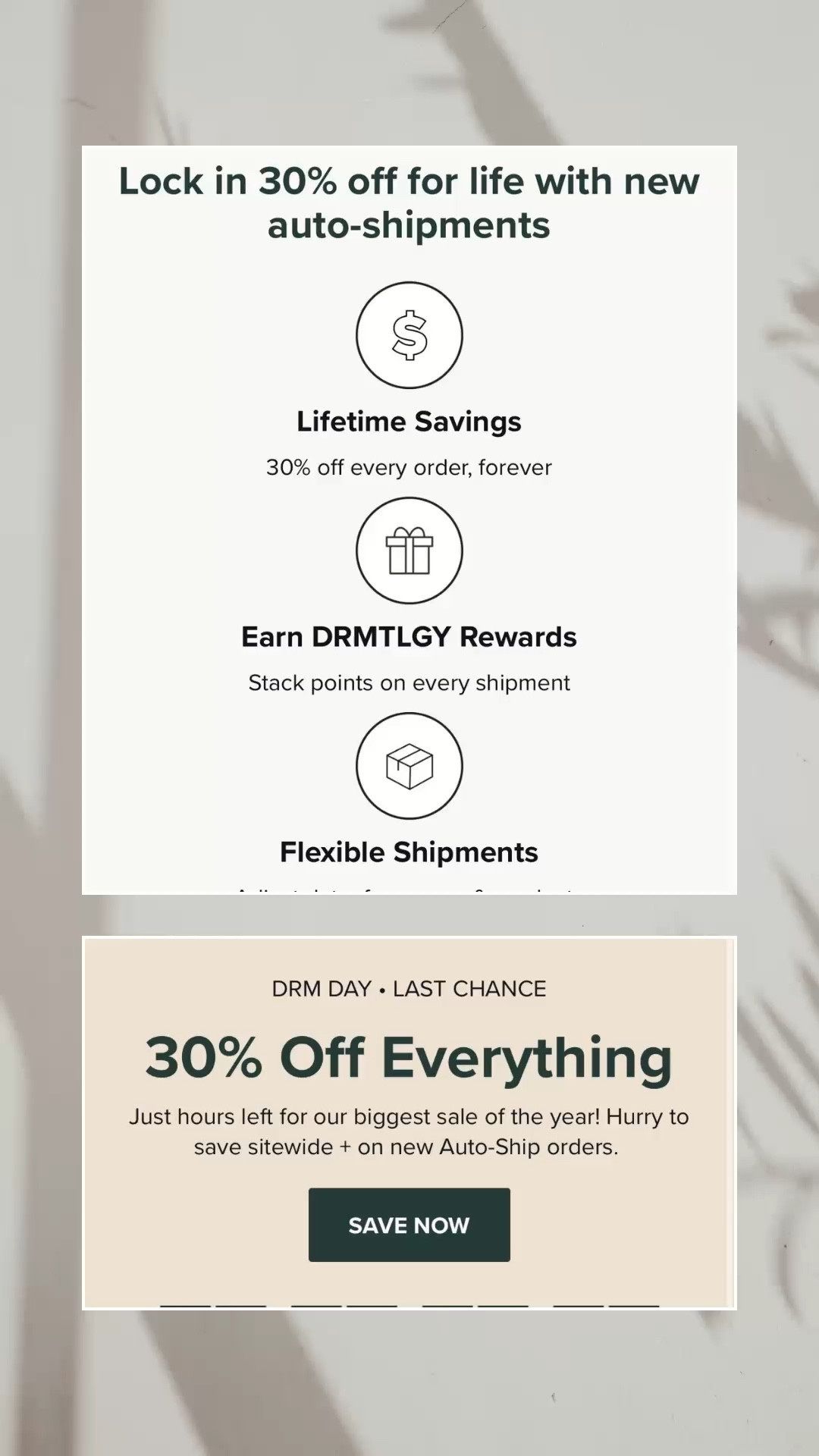 30% off DRMTLGY skincare today!

You can lock in 30% off for life with auto-ship + earn rewards on every order. 

Great time to restock your favorites.

#LTKSaleAlert #LTKSpringSale #LTKselfcare