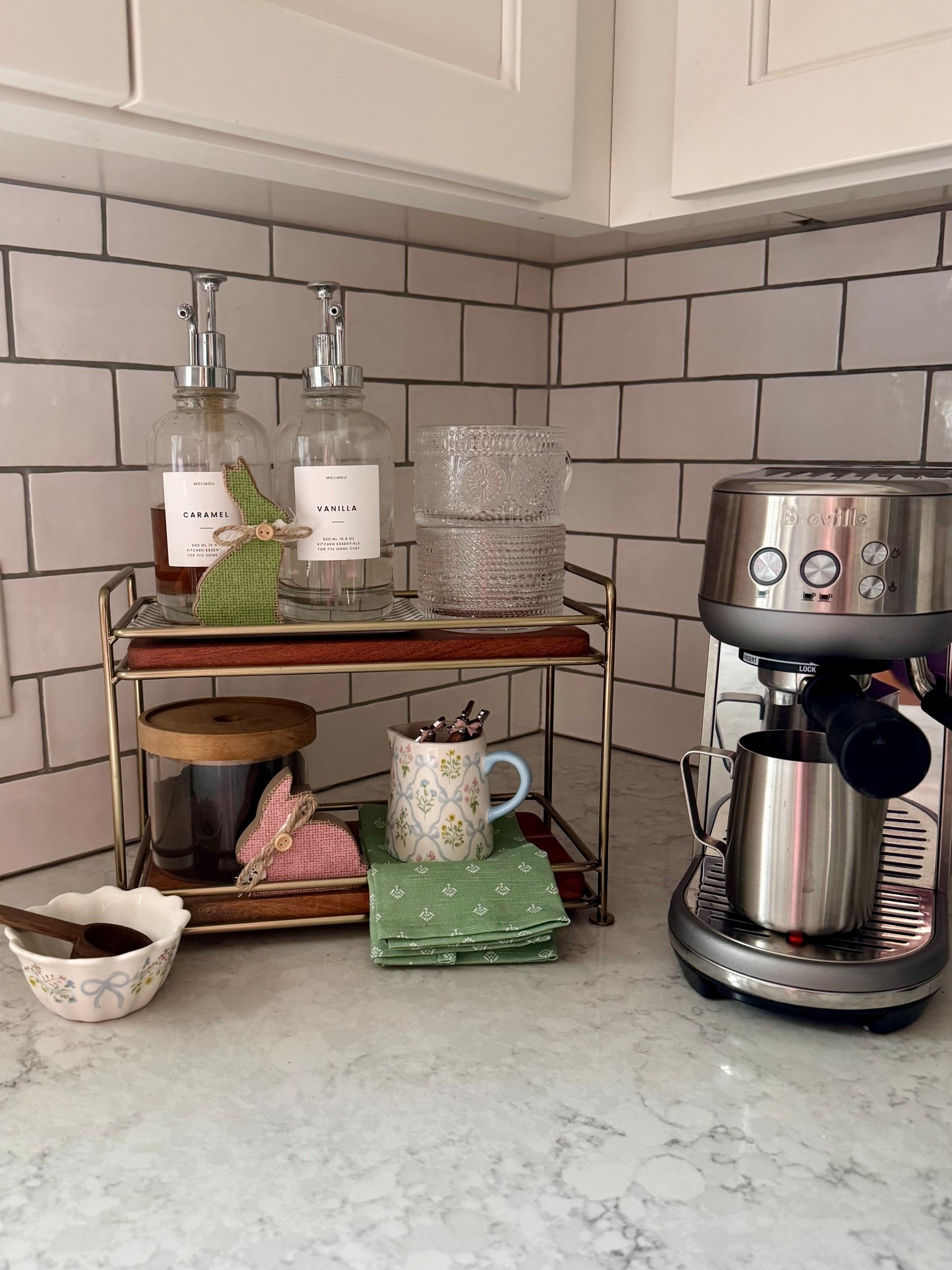 SWEET SPRING COFFEE CORNER

I turned my basic coffee corner into a sweet spring moment and now I’m obsessed like… the tiny bunnies? the coquette creamer?? the pink bow spoons??? 🎀

Creamer, bunnies and bow spoons are from Hobby Lobby

#springaesthetic #springdecor #springdecorideas #coquetteaesthetic #coquettehome #coffeecorner #coffeebarstyling #coffeebarideas #kitcheninspo #homesweethome #aestheticdecor #decorinspo #homestyling #interiorstyling 

#LTKSeasonal #LTKmorningroutine #LTKHome