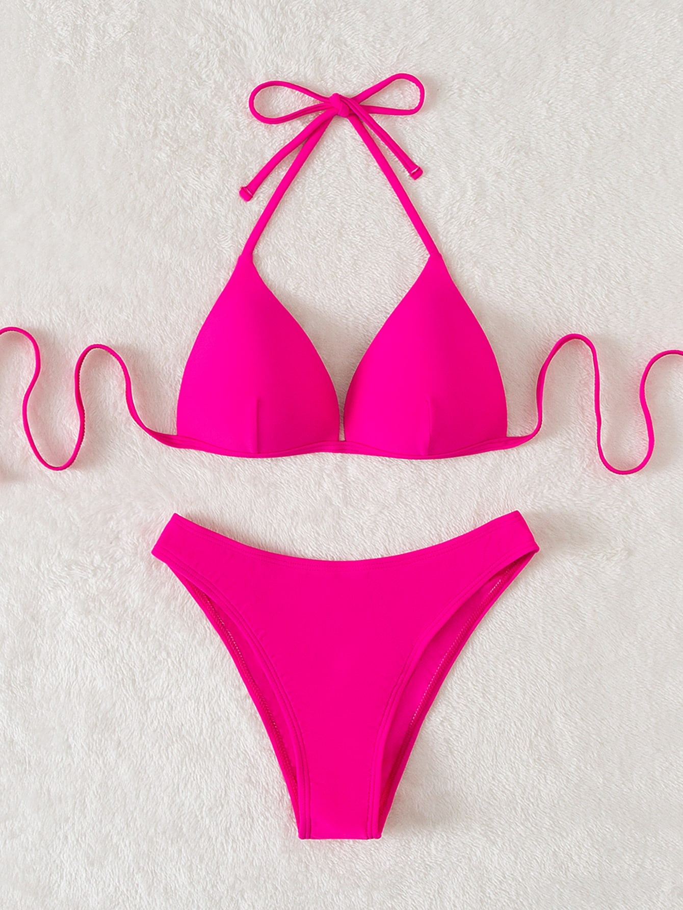SHEIN Swim Summer Beach Solid Bikini Set Push Up Top & Bikini Bottom 2 Pieces Bathing Suit, Vocat... | SHEIN