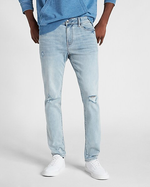 Skinny Ripped Light Wash Ultra Hyper Stretch Jeans | Express