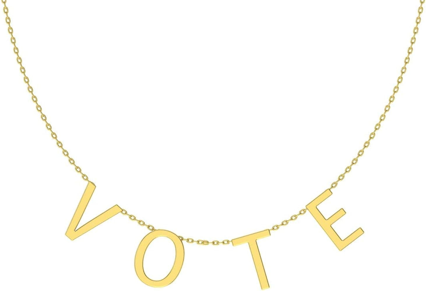 Diamondere Natural and Certified Obama Vote Necklace in 14k Yellow Gold | Personalize with your n... | Amazon (US)