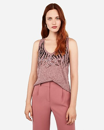 sequin zebra print tank | Express