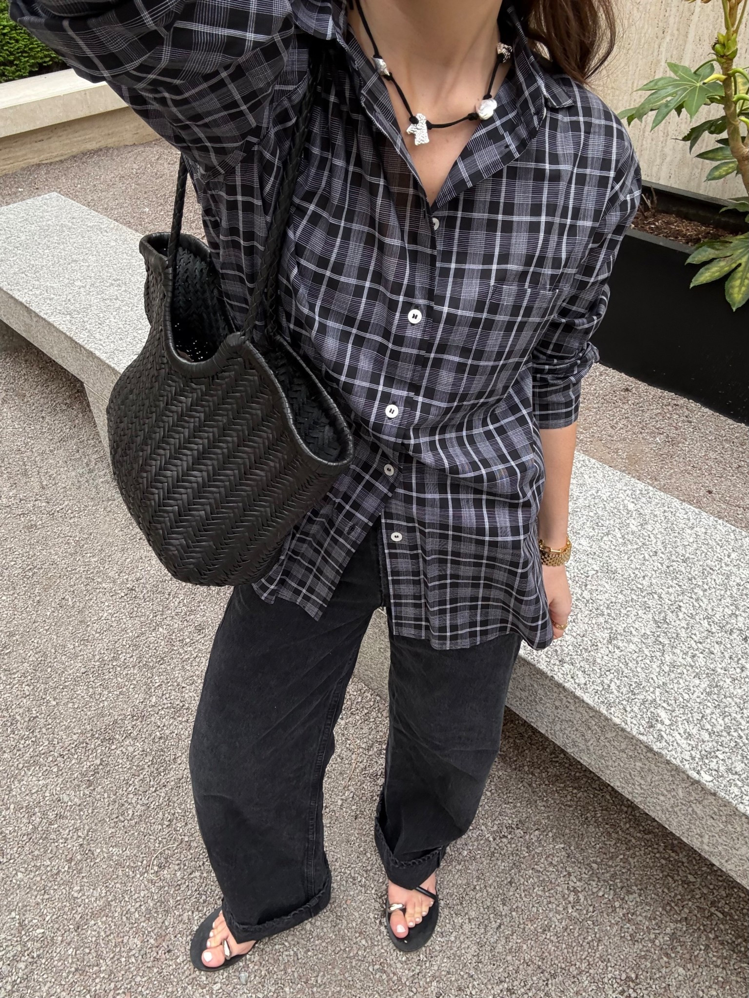 Plaid shirt
Sandals look
Woven bag
Everyday styling 

#LTKuk #LTKspring #LTKAprilSpotlight