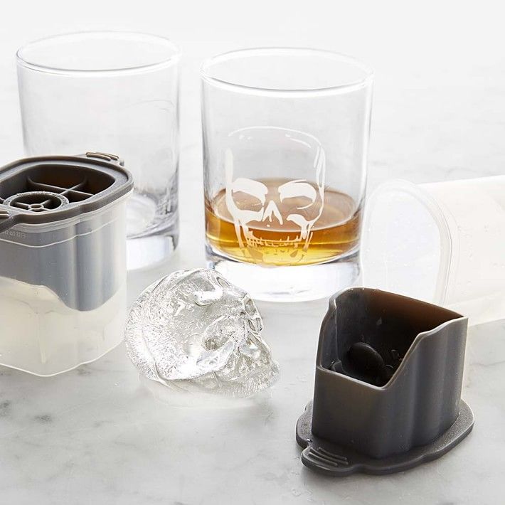 Skull Etched Glass & Ice Mold Set | Williams-Sonoma