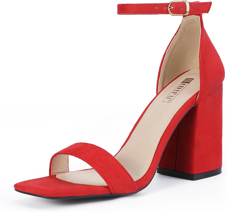 IDIFU IN4 High Chunky Block Heels Square Open Toe Ankle Strap Heeled Sandals Wedding Bridal Prom ... | Amazon (US)