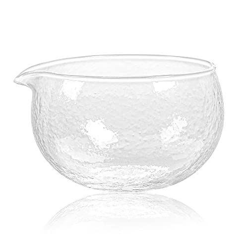 Textured Glass Matcha Bowl With Pouring Spout - Handmade Japanese Style Matcha Green Tea Ceremony Chawan 400ml 13.5 oz Big Glass Salad Porridge Juice Bowl Cup | Amazon (US)