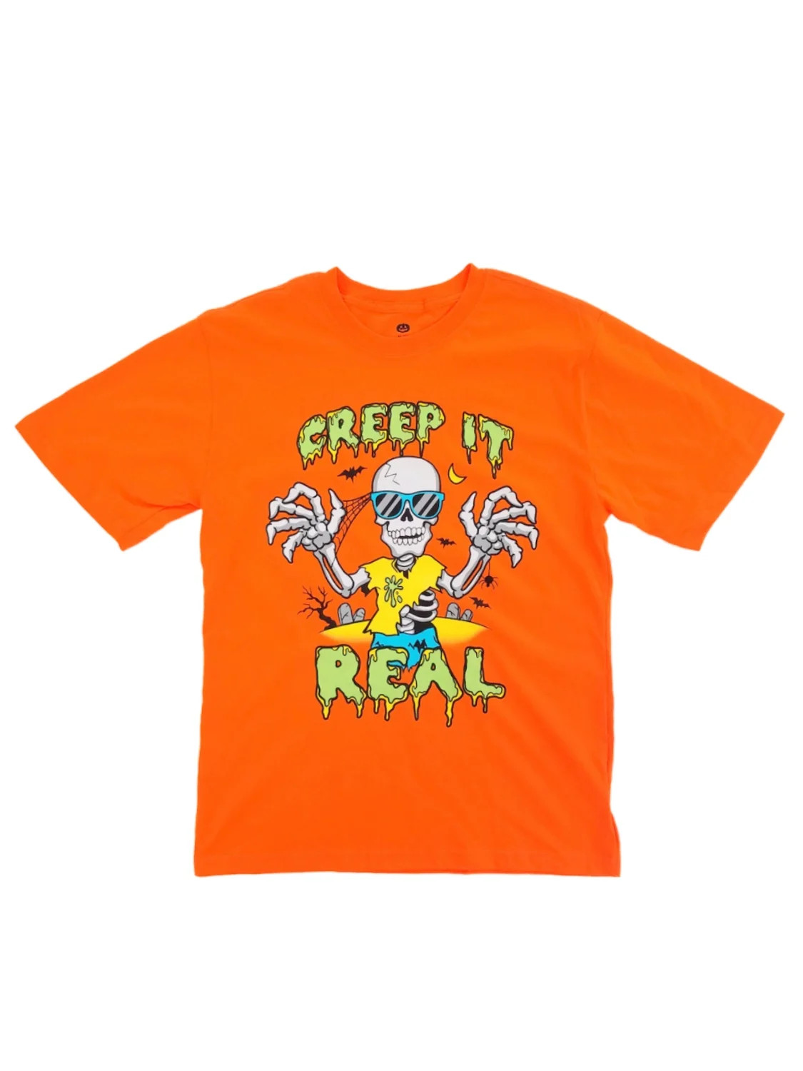 Boys Orange Creep It Real Halloween Skeleton Graphic Tee T-Shirt X-Large | Walmart (US)