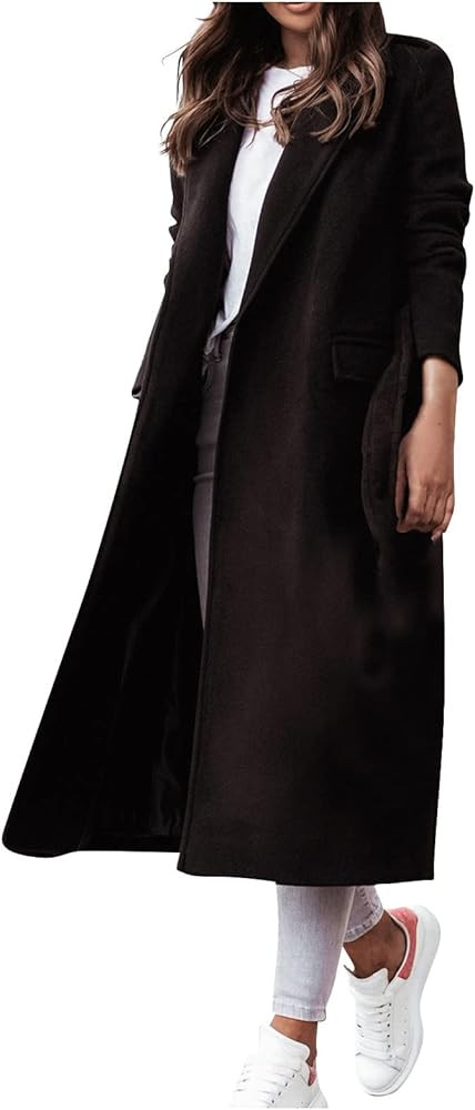 Long Winter Coats for Women Double Breasted Blazer Camel Pea Trench Coats Lapel Workout Jacket Women | Amazon (US)