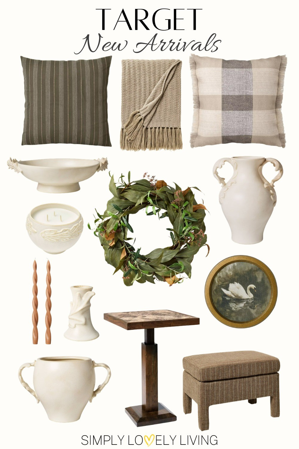 New Arrivals at Target from Threshold with Studio McGee! Fall Throw pillows and throw blankets. Leaf vase, leaf tray, lead candle holders. Fall wreath. Swan framed art. Striped ottoman. Accent table. #Falldecor #Target

#LTKHome #LTKSeasonal