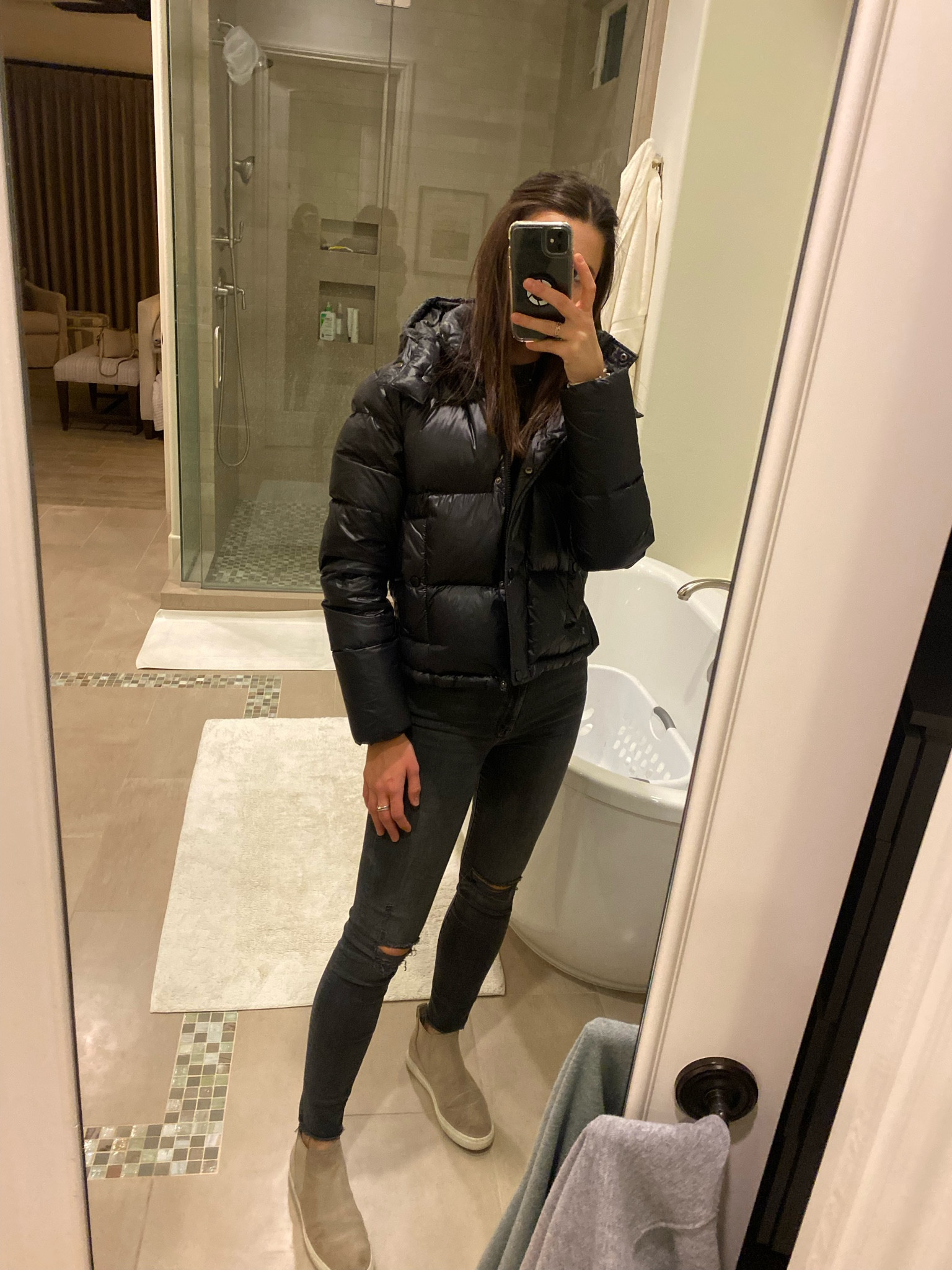 fall outfit 

glossy cropped puffer jacket 🖤




vince suede sneakers are from last season so they’re sold out

outerwear, gifts for her

#LTKstyletip #LTKsalealert #LTKtravel