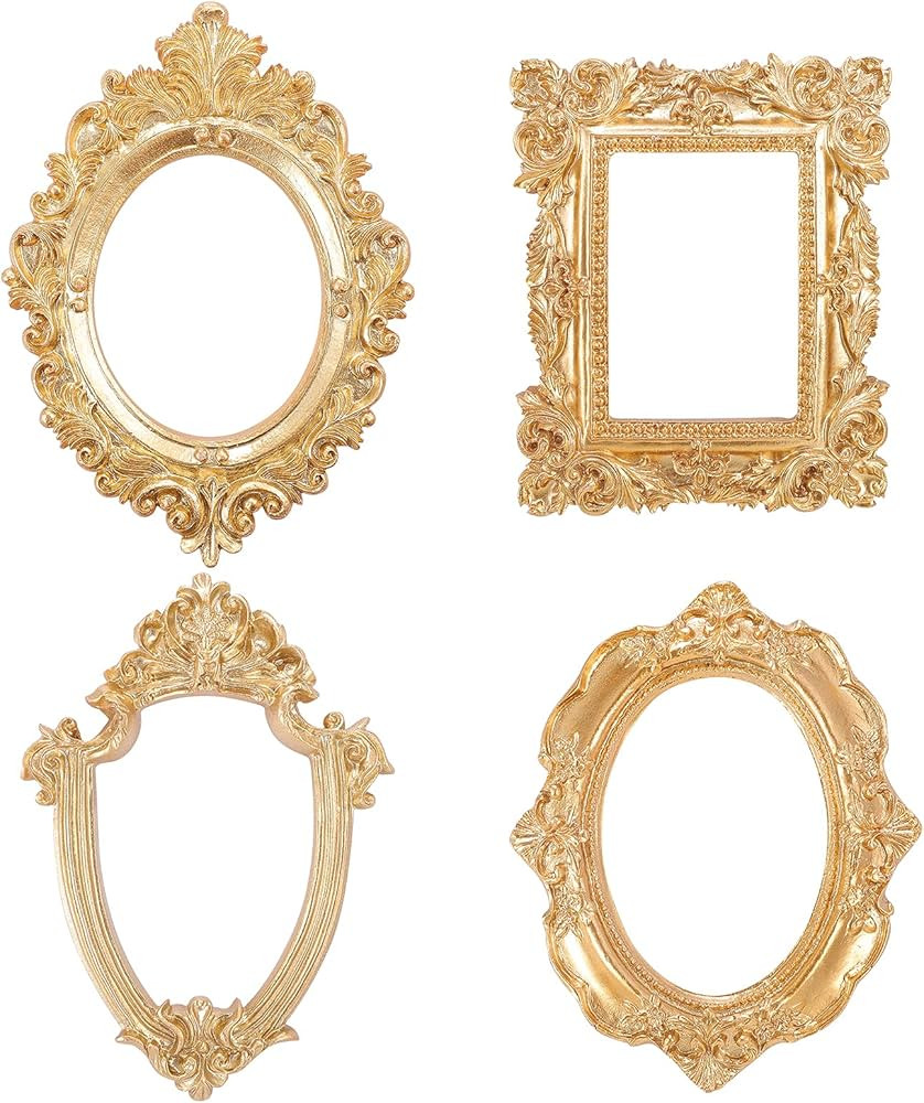 Abaodam 4 Pcs Vintage Resin Picture Frame Mini Gold Frames Antique Photo Frame Wall Hanging Photo... | Amazon (US)