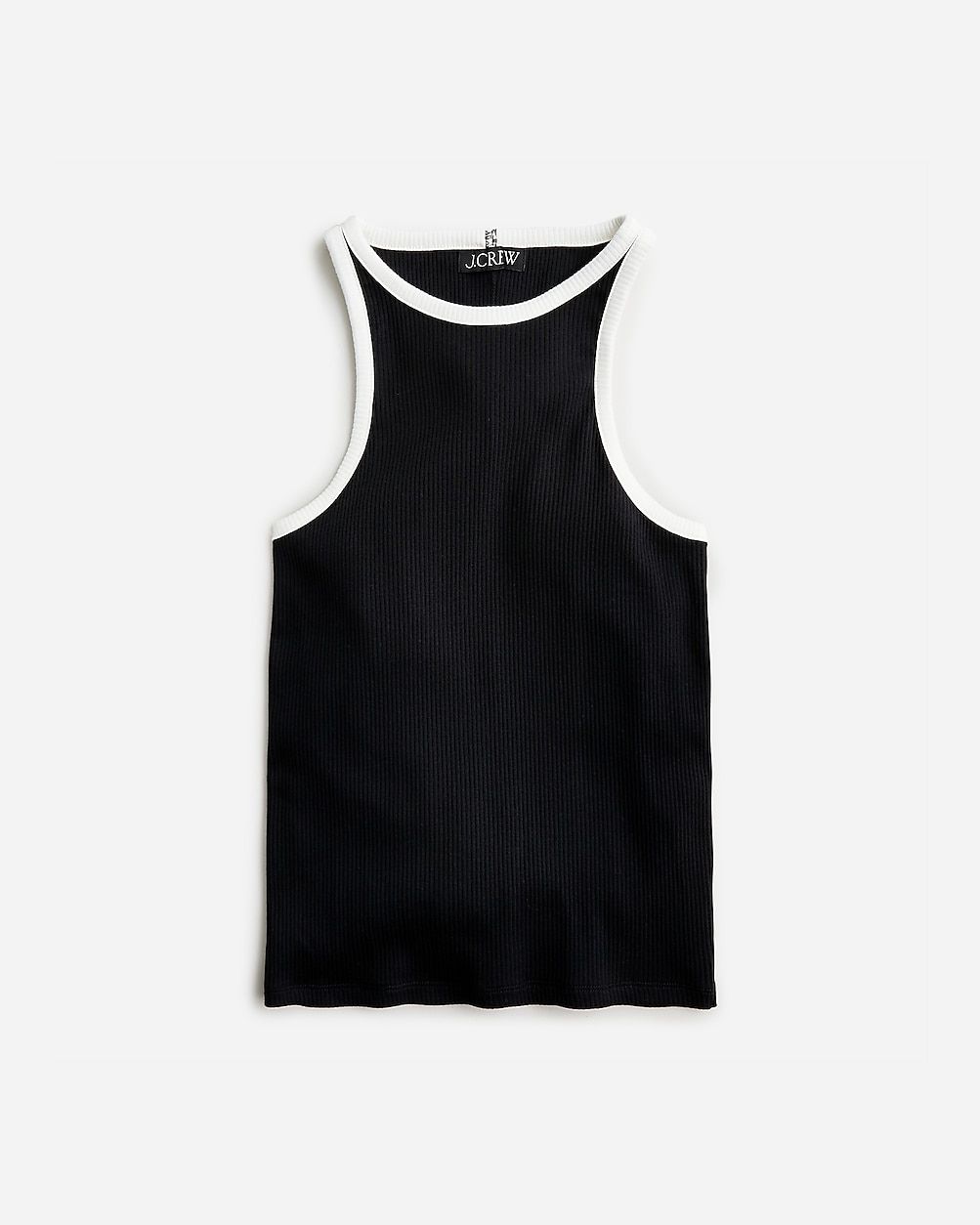 Vintage rib high-neck cutaway tank top with contrast trim | J. Crew US