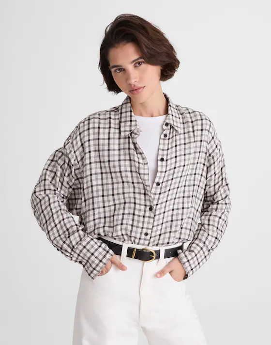 Heathered Flannel Dolman Button-Up Shirt | Madewell