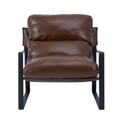 VEVOR Accent Chair, Modern PU Leather Armchair, Cozy Upholstered Chair, with Soft Foam Cushioning, Sturdy Metal Frame, and Detachable Cushion, Brown | Target