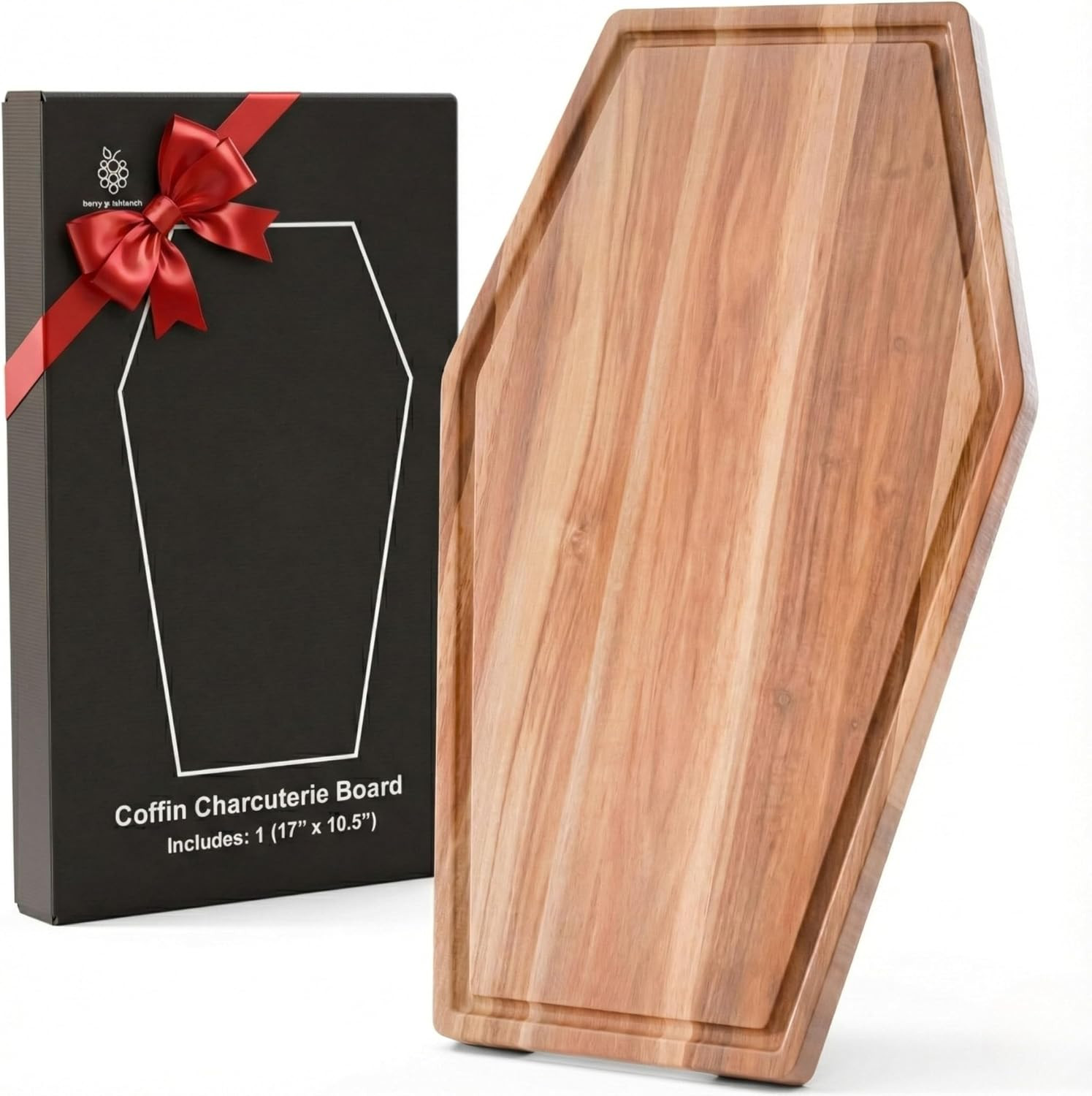 New - Large Coffin Charcuterie Board - Gothic Acacia Wood Coffin Shaped Cutting Board 17x10.5inch, Halloween Wooden Serving Tray, Goth Platter, Spooky Decor Gifts | Amazon (US)