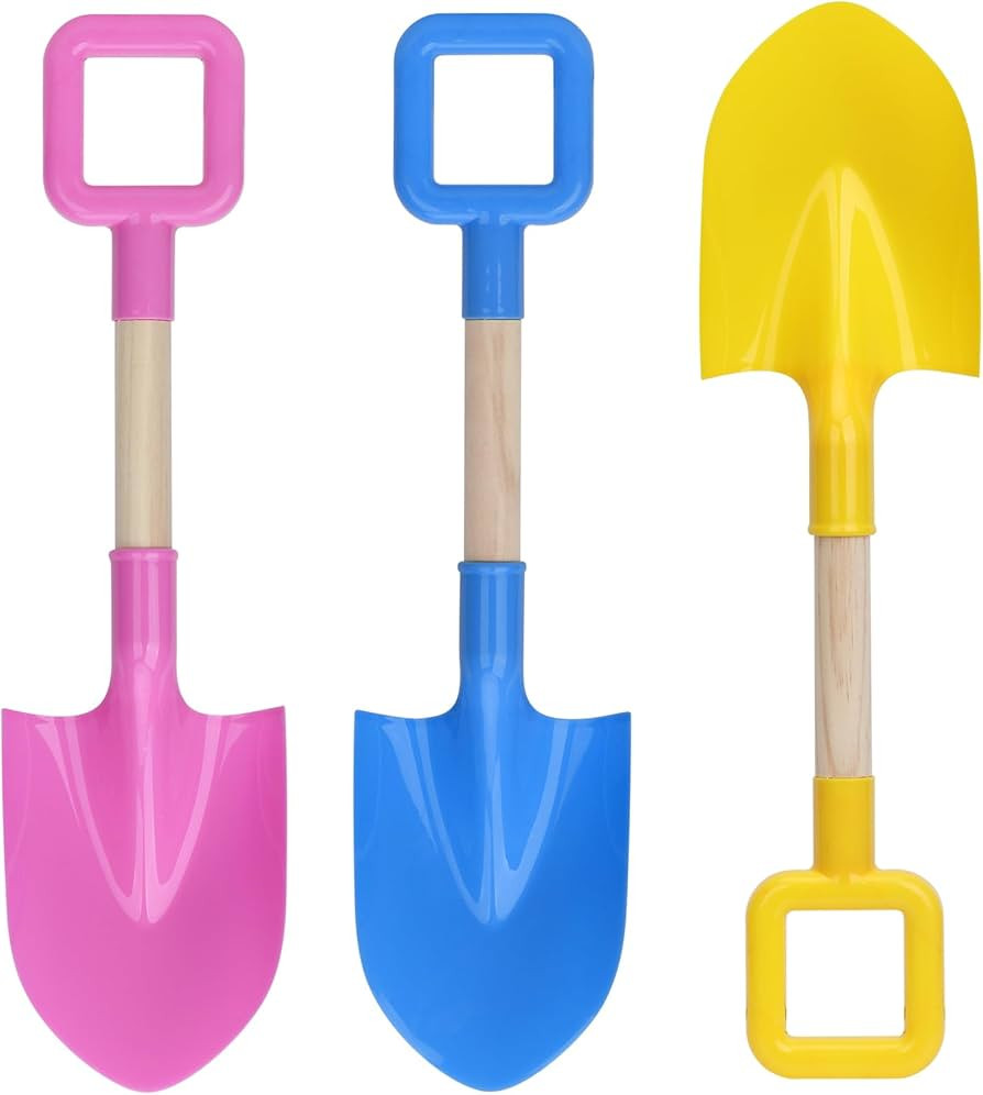 16" Jumbo Beach Sand Shovels Toys for Kids, Pink Gardening Tool Kits, Sturdy Long Wooden Spade fo... | Amazon (US)