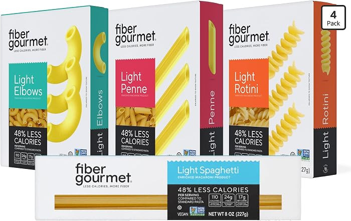 Fiber Gourmet Low Carb Pasta Variety Pack - Spaghetti, Rotini, Penne, Elbows - High Fiber, Keto F... | Amazon (US)