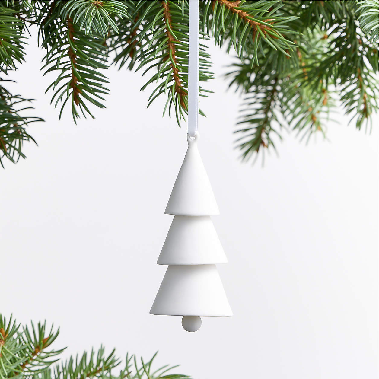 White Porcelain Bell Tree Christmas Ornament + Reviews | Crate & Barrel | Crate & Barrel