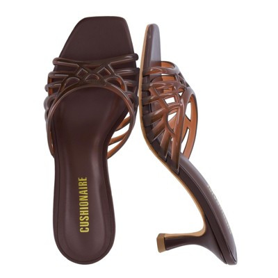 CUSHIONAIRE Naty Jelly Kitten Heels for Women, Chic Slip-On Mule Design with Modern Open Square Toe Womens Heels, BROWN 8.5 | Target