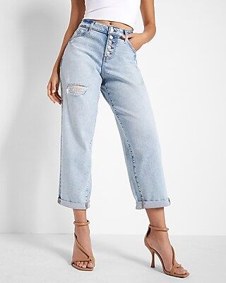 Mid Rise Curvy Boyfriend Button Fly Jeans | Express
