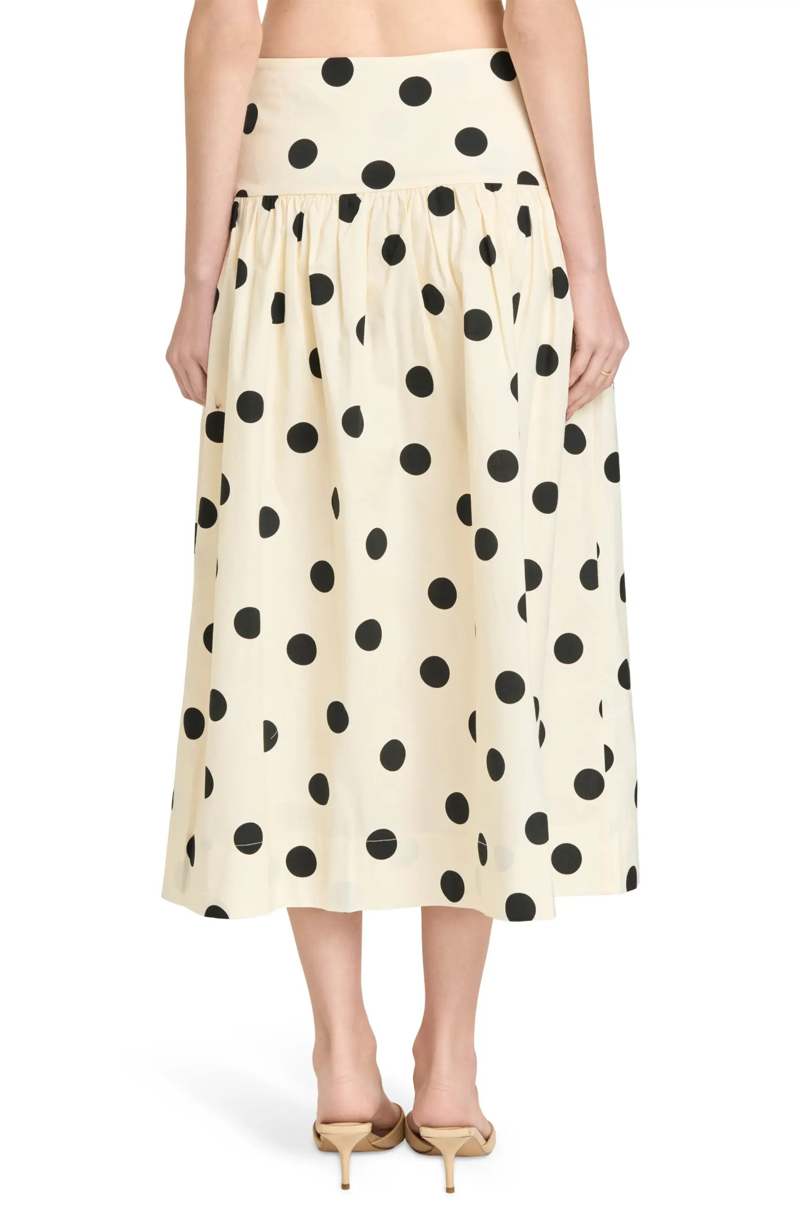 WAYF Mia Polka Dot Stretch Cotton Midi Skirt | Nordstrom | Nordstrom