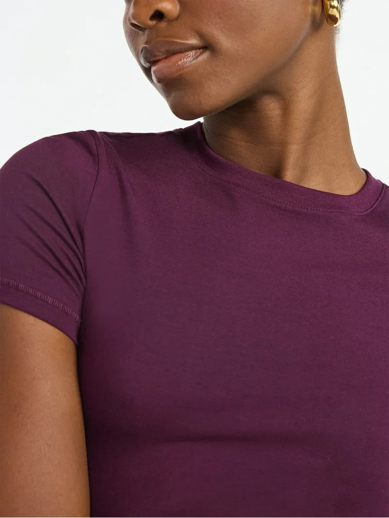 Scoop Women’s and Women’s Plus Stretch Cotton Blend Baby Tee with Short Sleeves, XS-4X | Walmart (US)