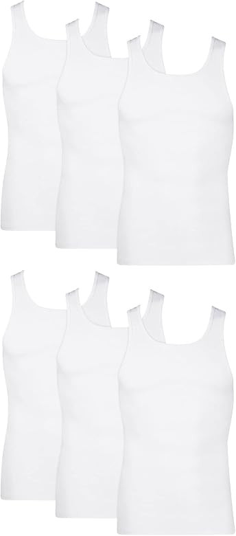 Hanes Men's Cotton Tank Undershirts Pack, Moisture-Wicking Ribbed Tanks, lightweight Cotton Tank ... | Amazon (US)